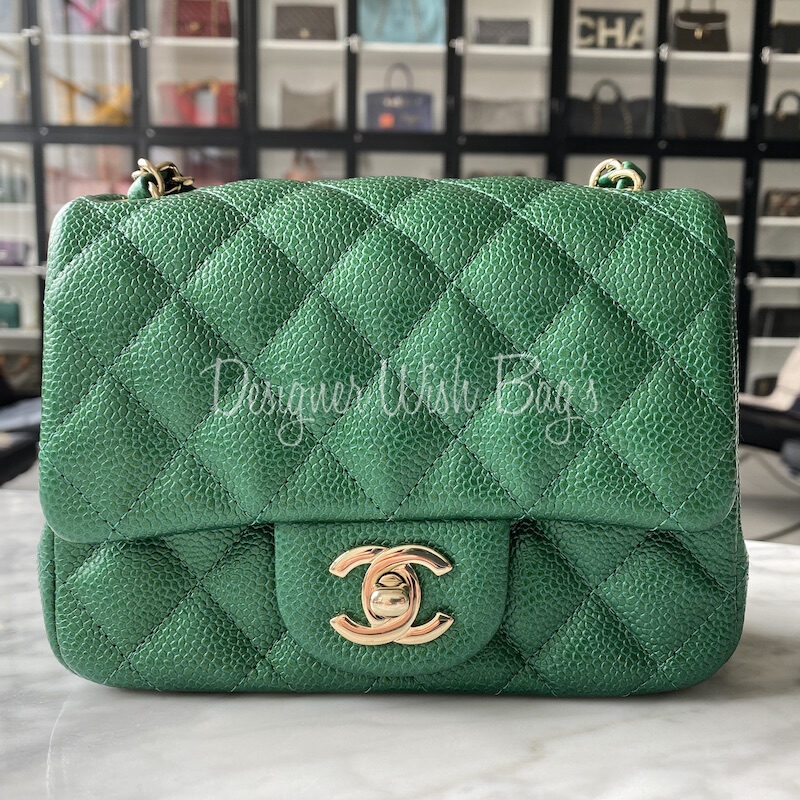 18S Emerald Green Chanel Mini Square Luxury Bags  Wallets on Carousell