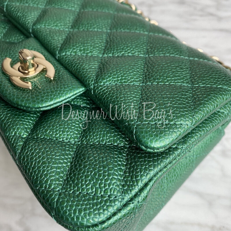 Chanel Old Mini / Small Coco Handle 17S Green Emerald Caviar Ghw