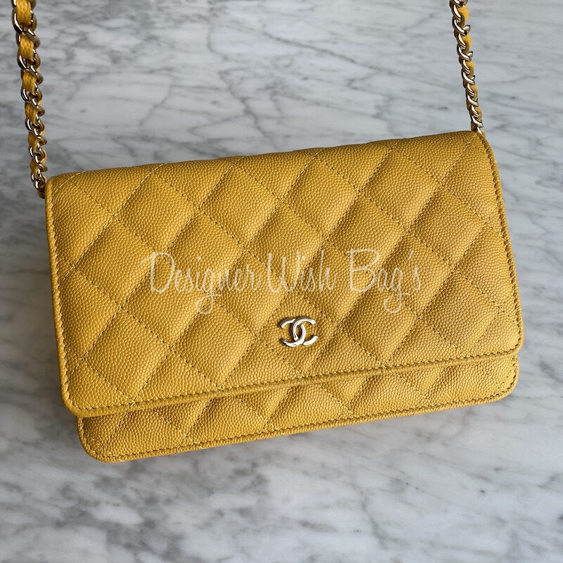 CHANEL Caviar Quilted Wallet on Chain WOC Yellow 1303148