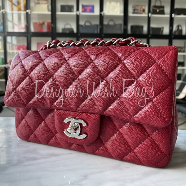 Chanel Mini Rectangular Red Caviar - Designer WishBags