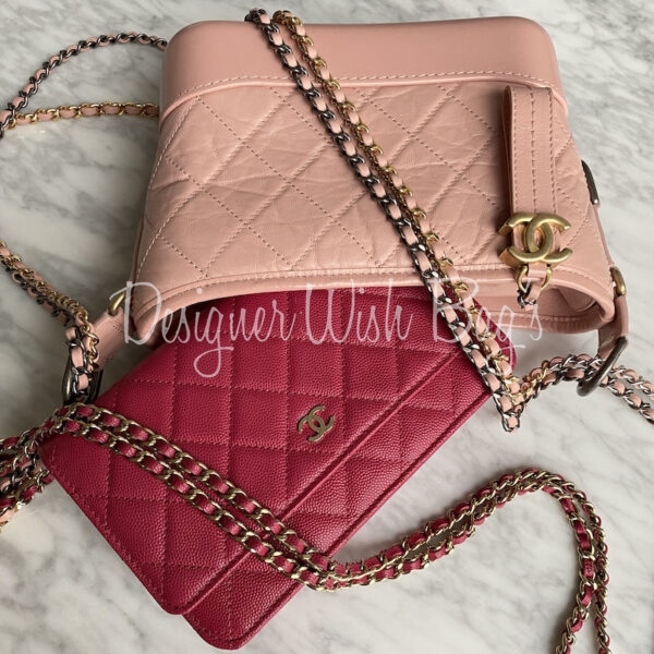 Chanel 21A Mini Wallet On Chain Pink Lambskin Gold Card Shoulder Crossbody  Bag