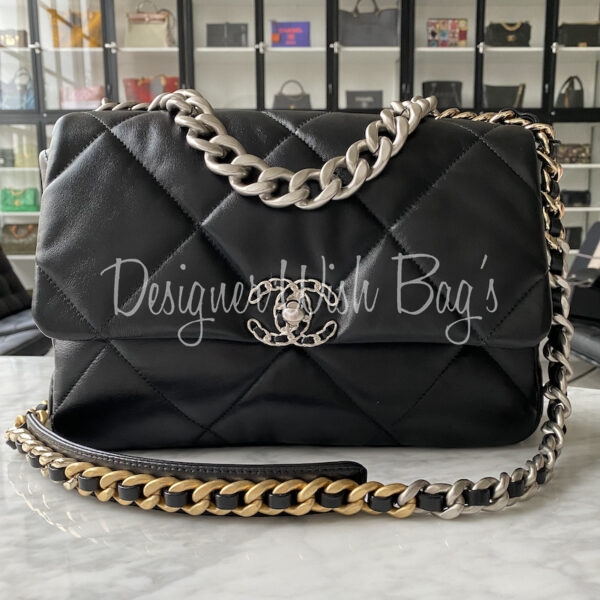 Chanel 19 Black Medium 22C - Designer WishBags