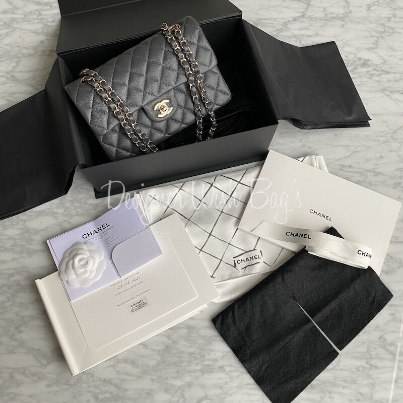 Chanel Small Flap Grey Caviar GHW 21B - Designer WishBags