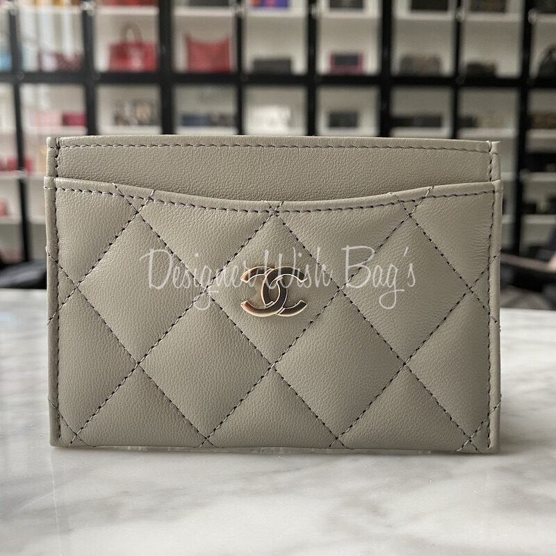 Chanel Card Holder Grey 22C - Designer WishBags
