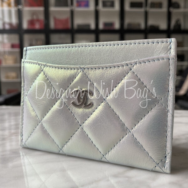 Chanel Card Holder Iridescent Blue 21K - Designer WishBags