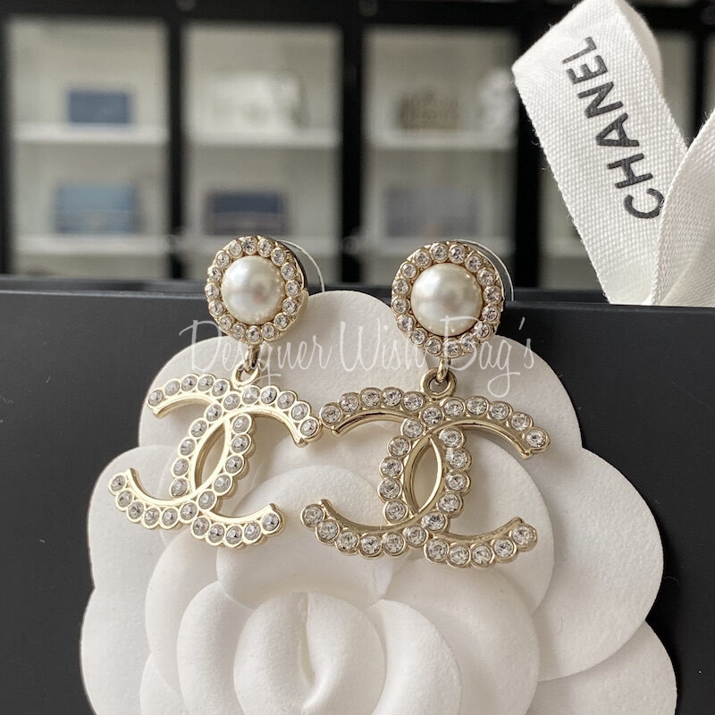 Chanel Earrings CC Black/Gold - Designer WishBags