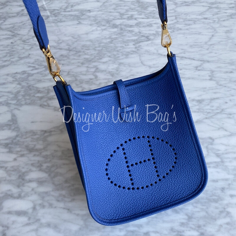 Hermès Evelyne Mini TPM Blue Zanzibar - Designer WishBags