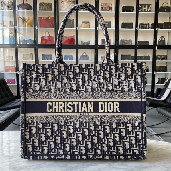 Dior Book Tote Medium Fluorescent Blue Toile De Jouy Reverse  Nice Bag