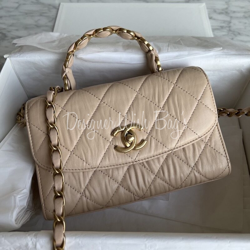 Timeless classique top handle leather mini bag Chanel Beige in Leather -  33618799
