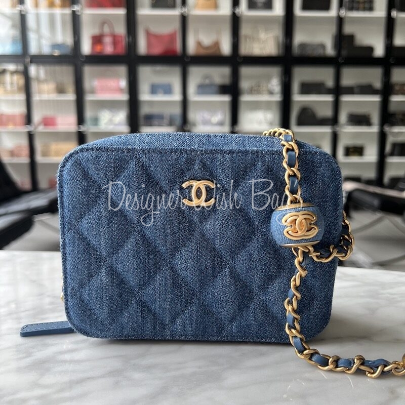 Chanel 2022 Denim Pearl Crush Rectangular Mini Flap Bag - Blue Shoulder  Bags, Handbags - CHA937695