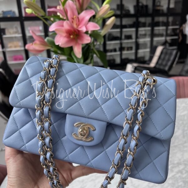 chanel light blue purse bag