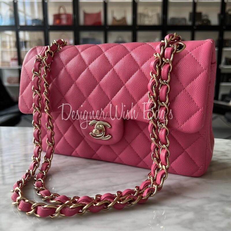 Chanel Classic Medium Pink Caviar - Designer WishBags