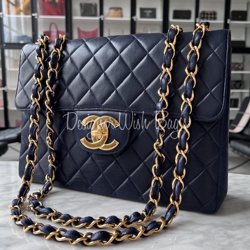 Chanel Vintage Jumbo Single Flap Bag in Black Lambskin with Gold Hardware -  SOLD
