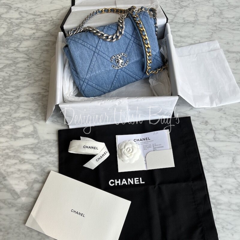 CHANEL 19 Small Flap Bag Blue Denim - Bellisa