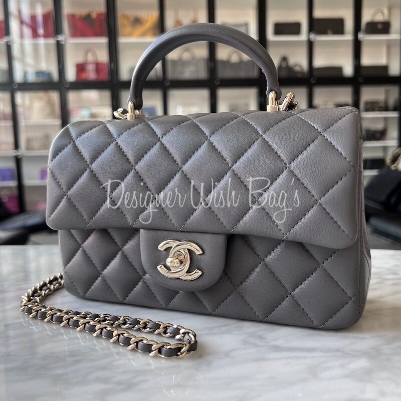Chanel Mini Top Handle Grey - Designer WishBags