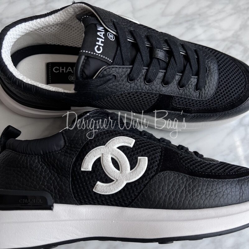 Chanel Black White Sneakers - Designer WishBags