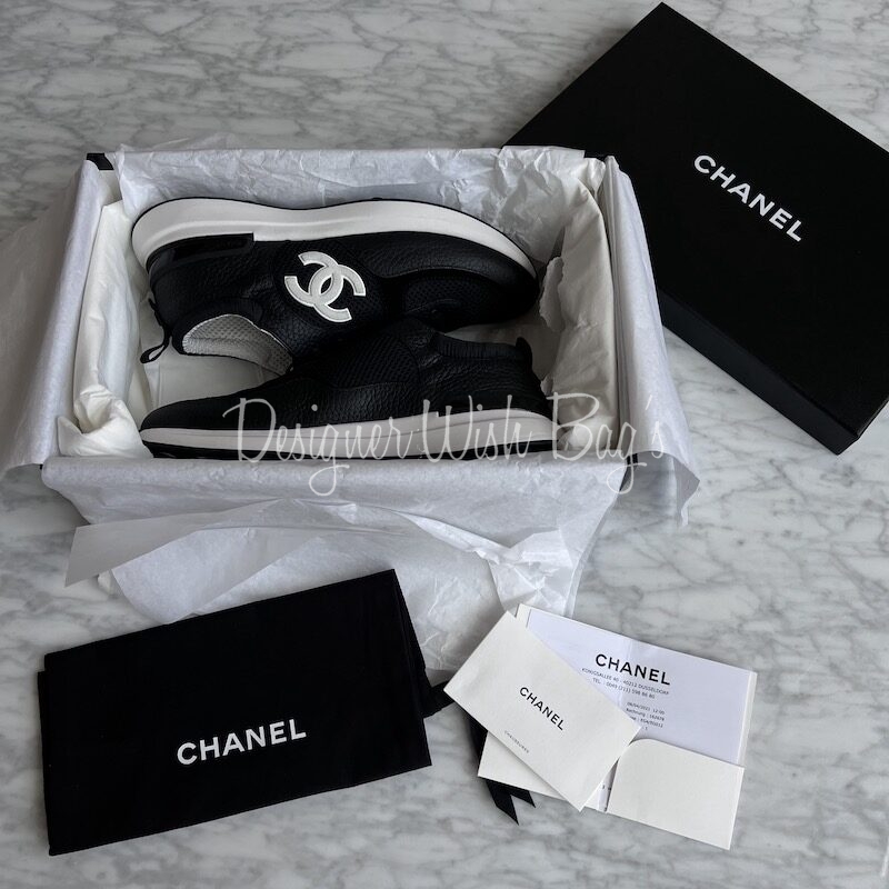 Chanel Black White Sneakers - Designer WishBags