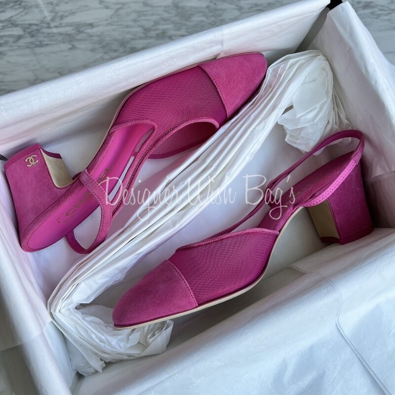 Chanel Pink Slingback Shoes  Designer WishBags
