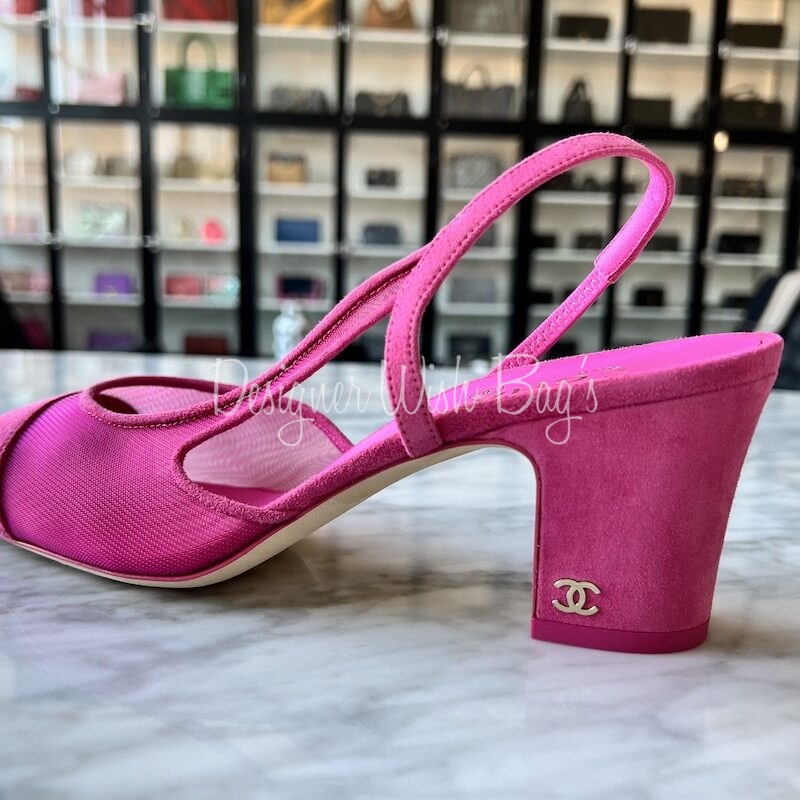 Chanel Pink Slingback Shoes - Designer WishBags
