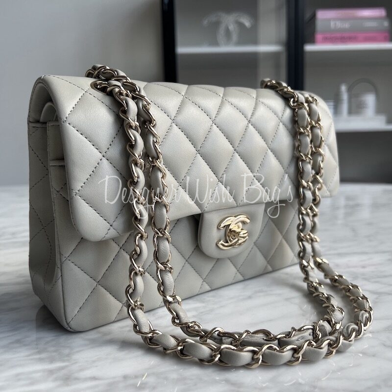 Chanel Small Classic Flap Grey 22C - Designer WishBags