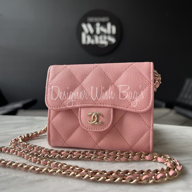 chanel red wallet on chain caviar