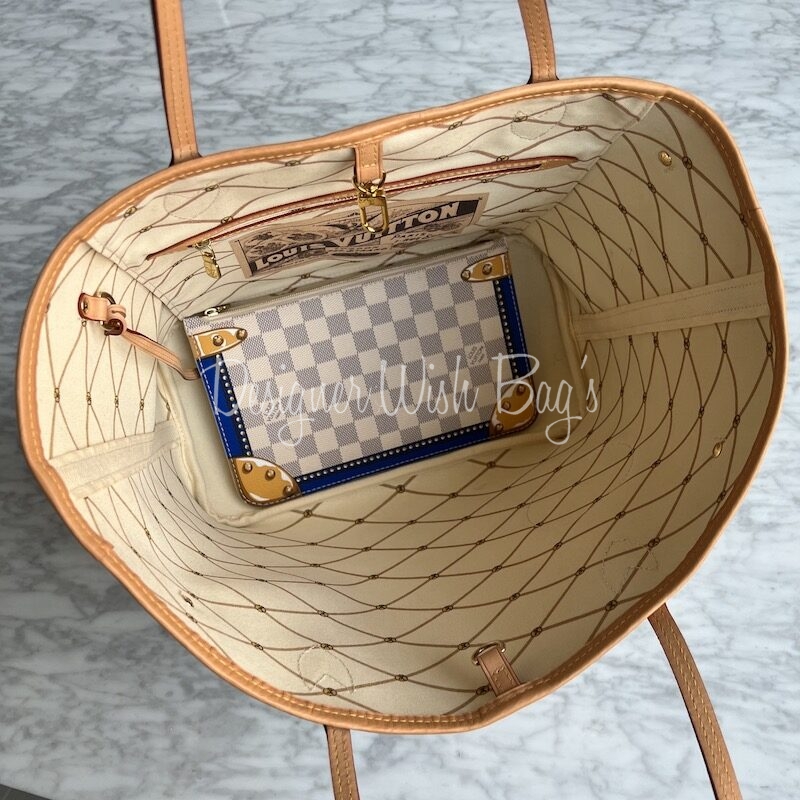 ST BARTH LOUIS Vuitton PORTO CERVO Damier Azur NEVERFULL CLUTCH POCHETTE  Pouch EUR 596,25 - PicClick FR
