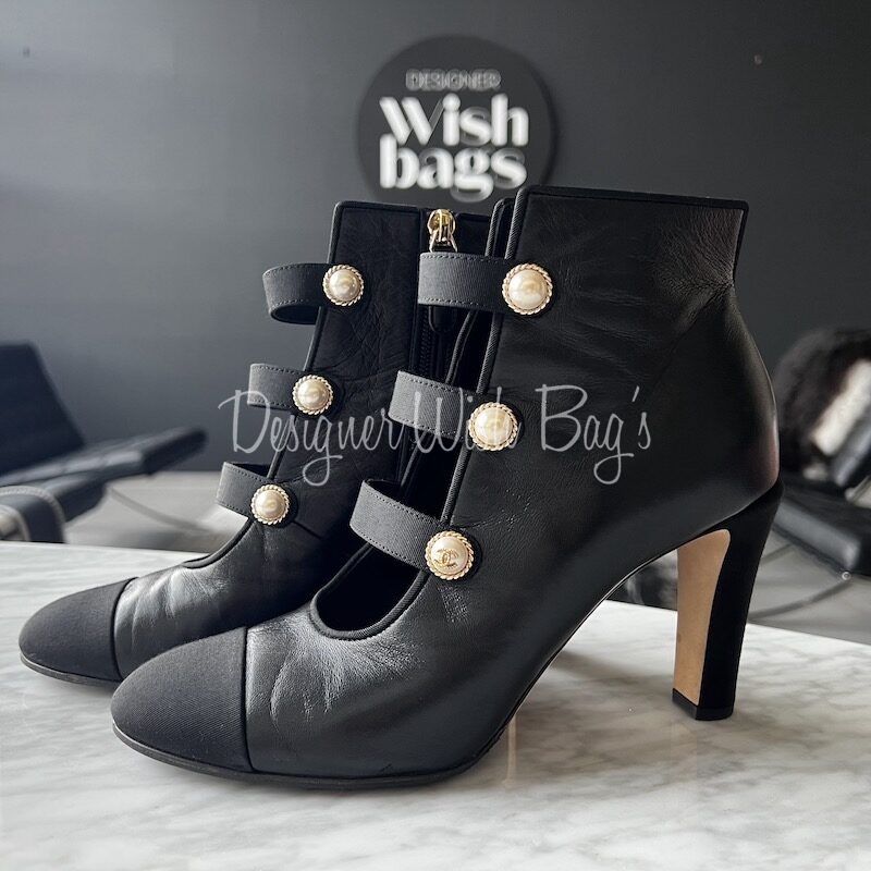 Chanel Pearl Heels Boots - Designer WishBags