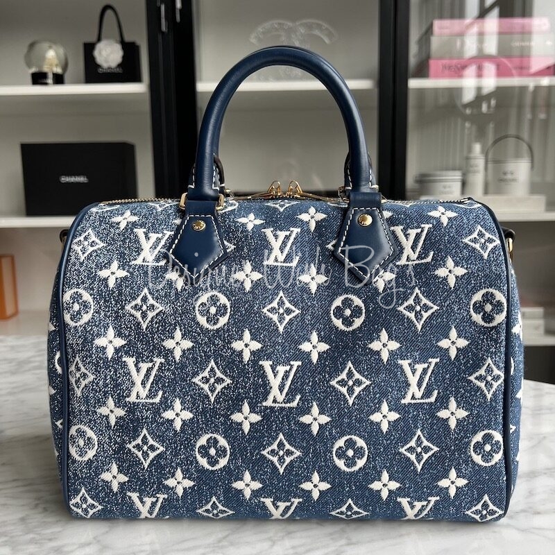 Louis Vuitton 25 Speedy Bandoulière blue denim NWT with free bag