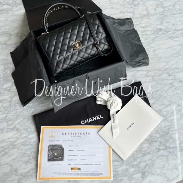 Chanel Coco Handle Medium Black Caviar Gold Hardware - Designer