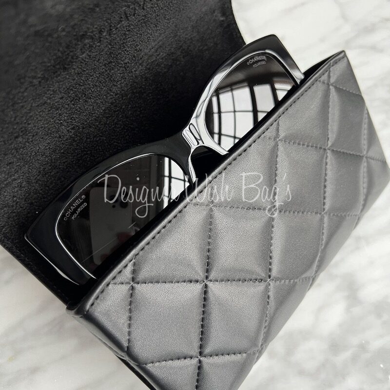 Chanel Medium Used Black Quilted Sunglasses Case