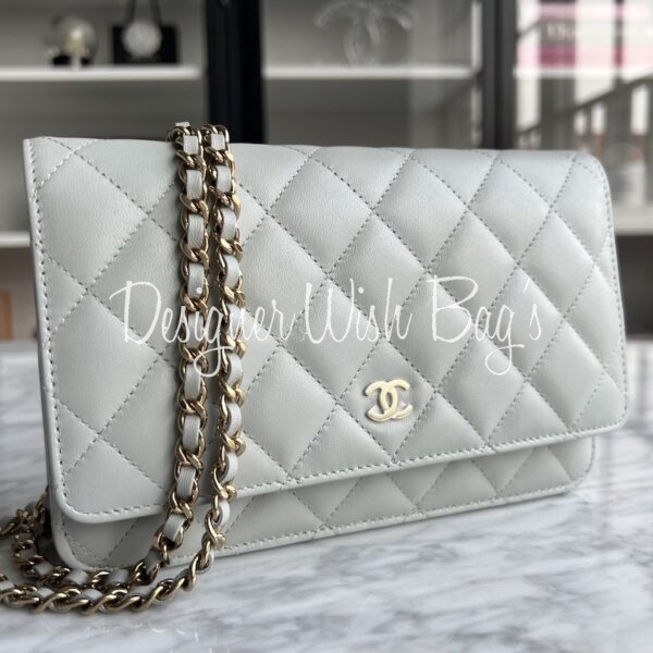 Chanel WOC Grey Lamb Gold Hdw - Designer WishBags
