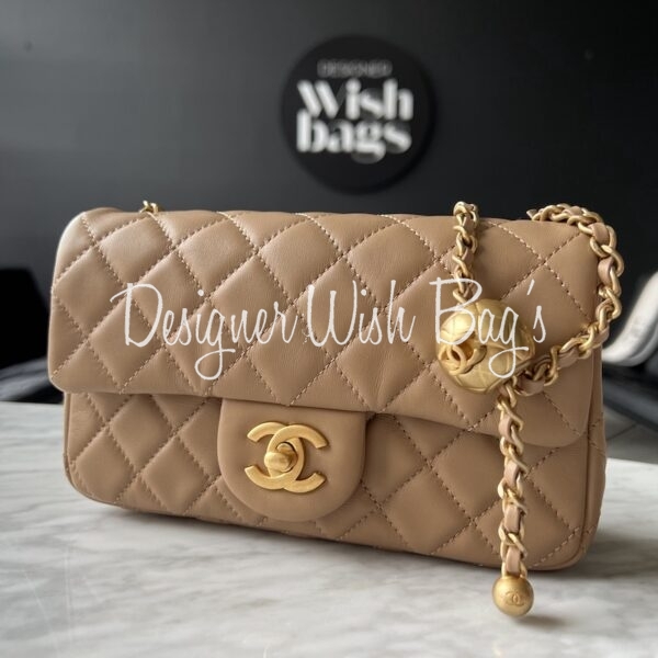 Chanel Mini Taupe Pearl Crush - Designer WishBags