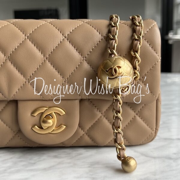 Chanel Mini Taupe Pearl Crush - Designer WishBags