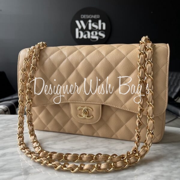 Chanel Jumbo Beige Clair Caviar GHW - Designer WishBags
