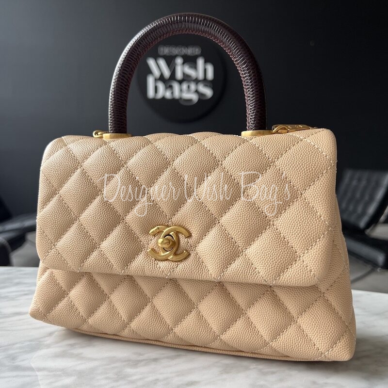 Chanel Gunmetal Quilted Aged Calfskin Medium Coco Top Handle Bag