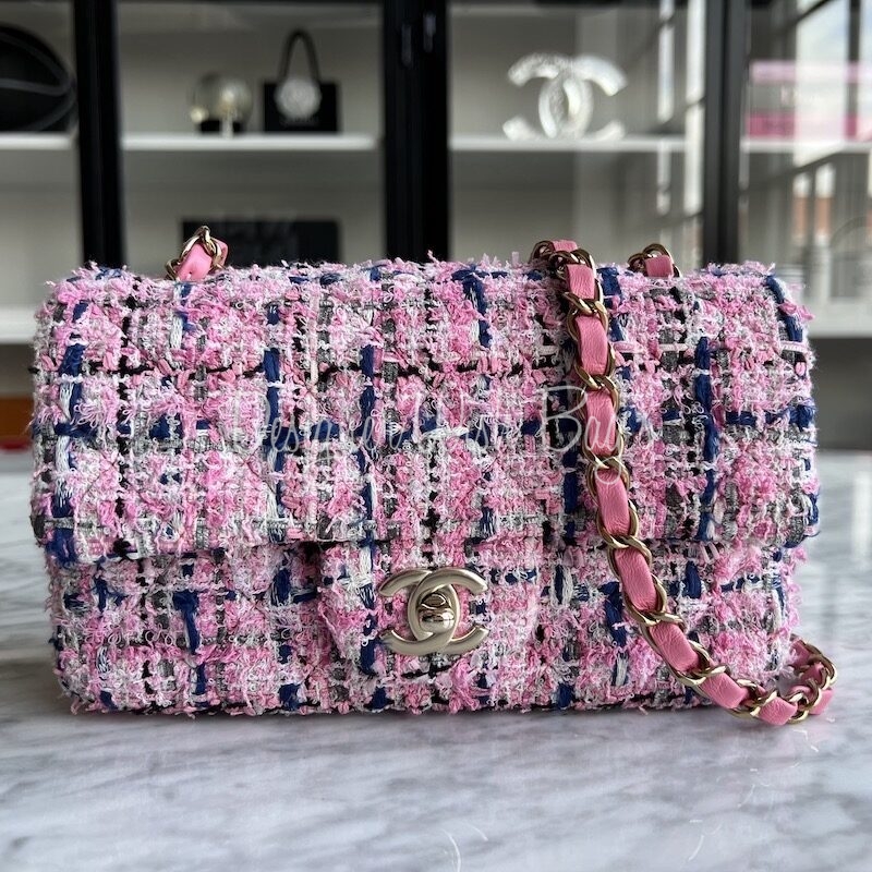 Chanel Round Mini Shoulder Bag Pink AP0366 Tweed