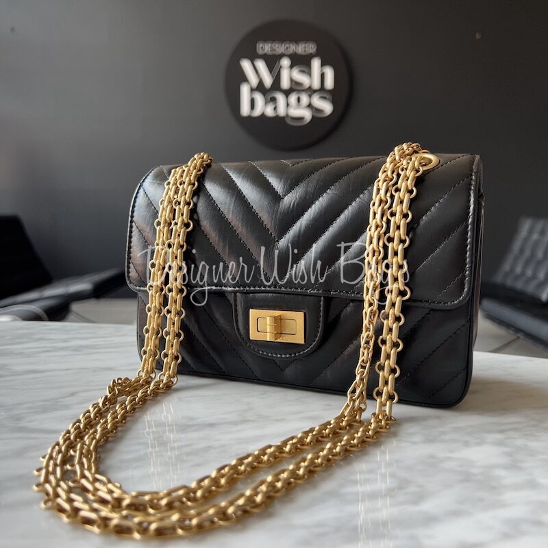 Chanel Mini Reissue Black Gold - Designer WishBags