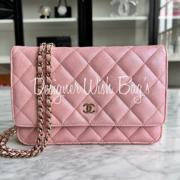 silver chanel pink wallet