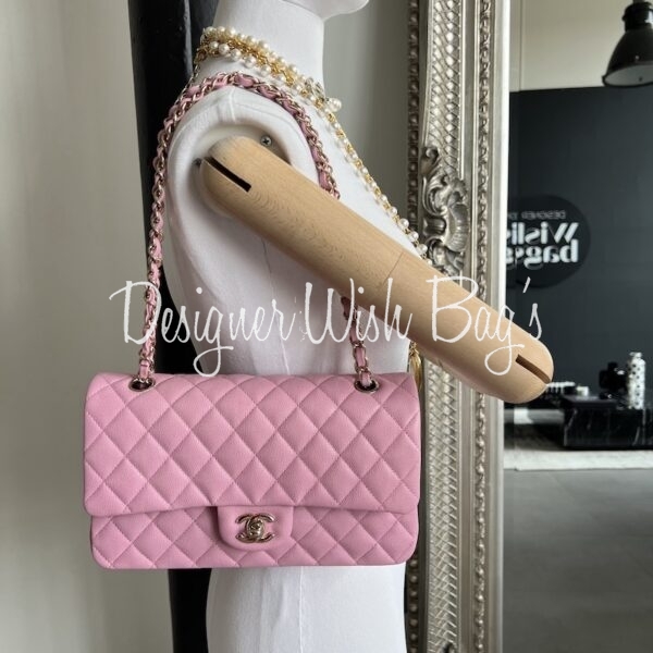 Chanel Classic Medium Pink Caviar - Designer WishBags