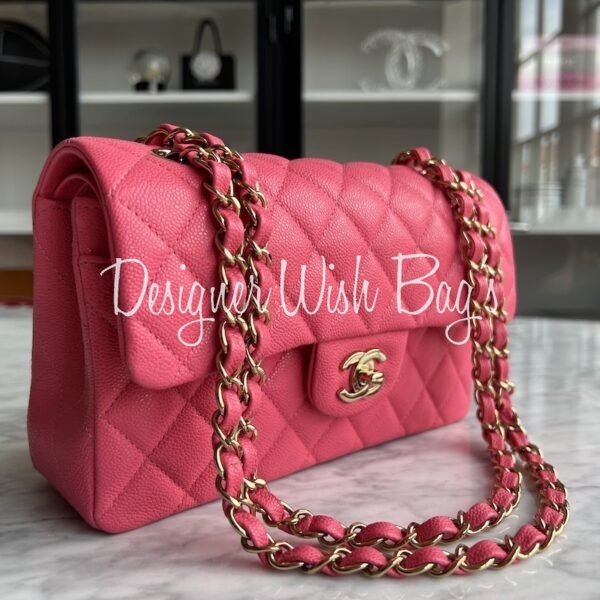 pink chanel purse with chain