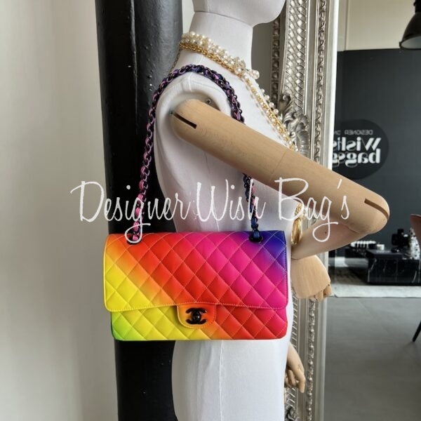 New 23C Chanel Limited Edition Rainbow 🌈Medium Classic Flap Bag