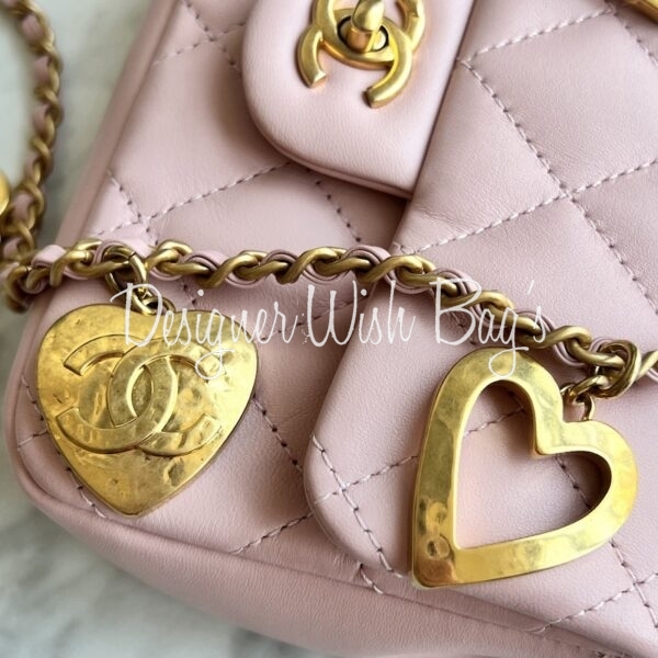 Chanel Mini Pink 22B Heart Charms