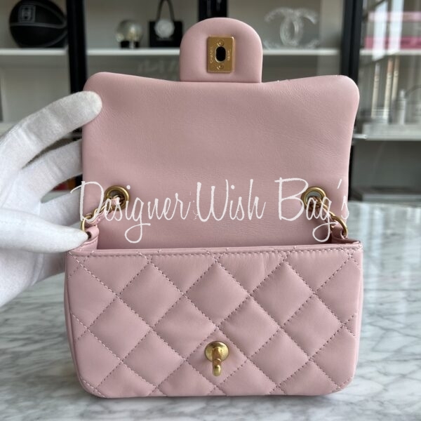 Chanel Pink Caviar Skin Mini Classic Square Flap Bag 17 57685