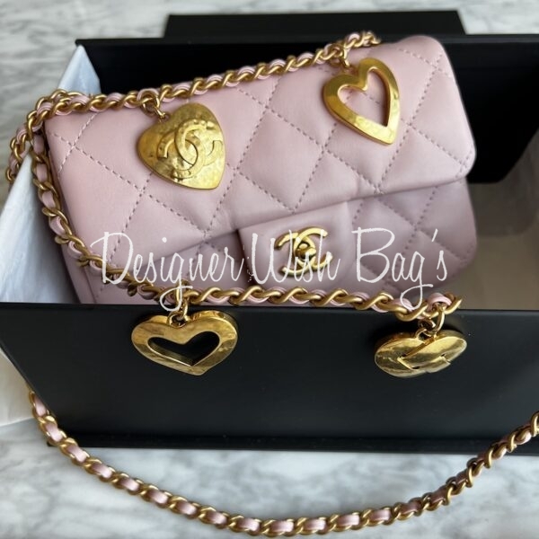Chanel Mini Pink 22B Heart Charms
