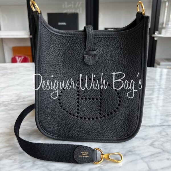 Hermès Mini Evelyne Black Gold - Designer WishBags