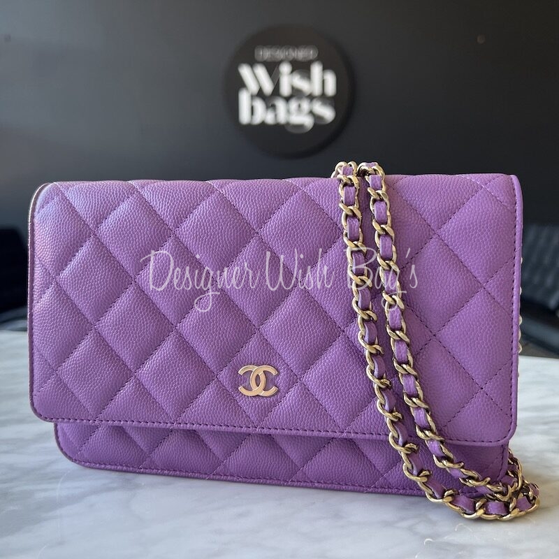 Chanel Black Quilted Caviar Boy WOC Wallet On Chain Silver