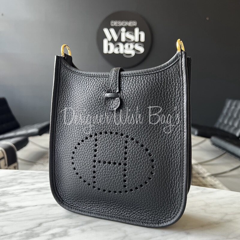 Hermès Mini Evelyne Black GHW - Designer WishBags