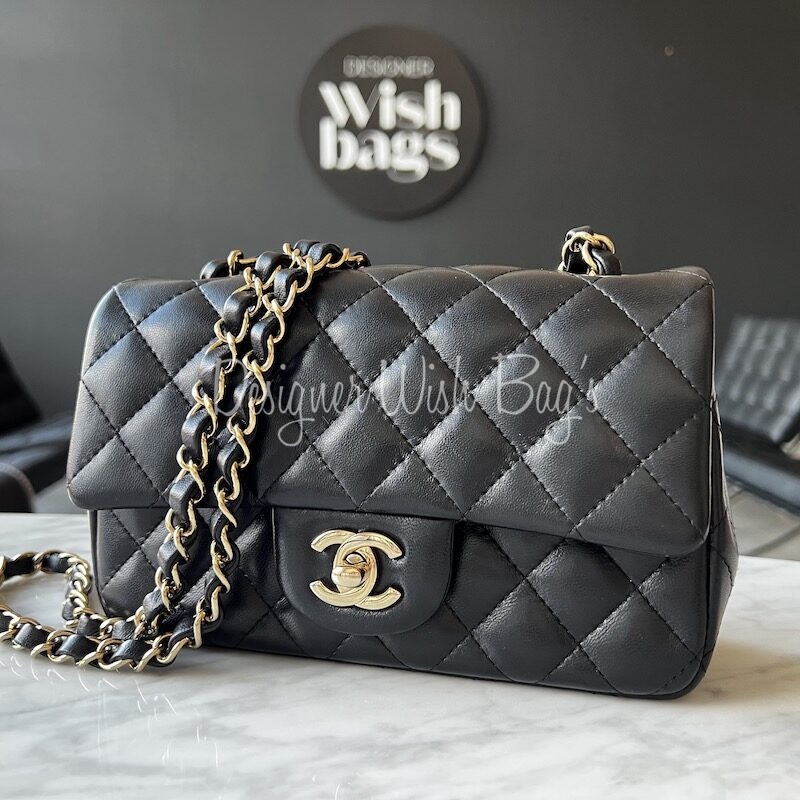 Chanel Mini Rectangular Black GHW - Designer WishBags