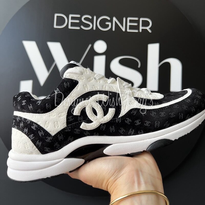 Chanel Black and White Sneakers - Designer WishBags