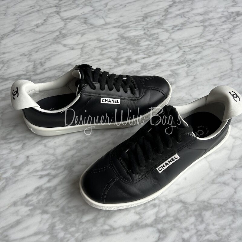 Chanel Black Leather Sneakers - Designer WishBags